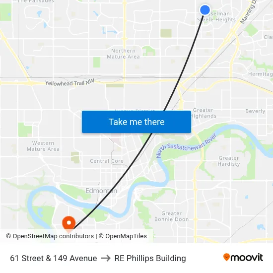 61 Street & 149 Avenue to RE Phillips Building map