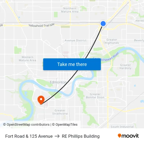 Fort Road & 125 Avenue to RE Phillips Building map