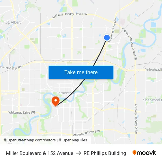 Miller Boulevard & 152 Avenue to RE Phillips Building map