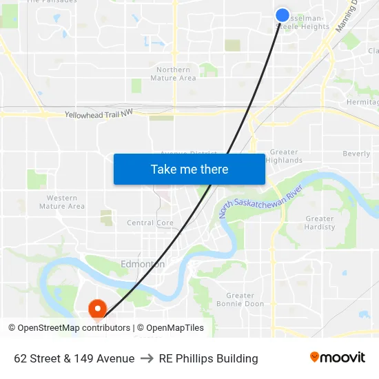 62 Street & 149 Avenue to RE Phillips Building map