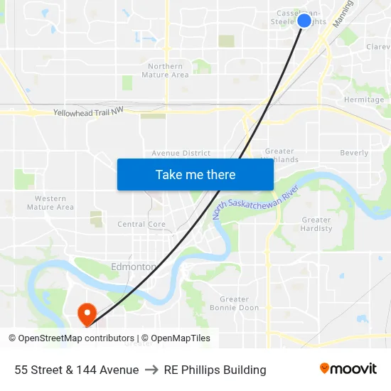 55 Street & 144 Avenue to RE Phillips Building map