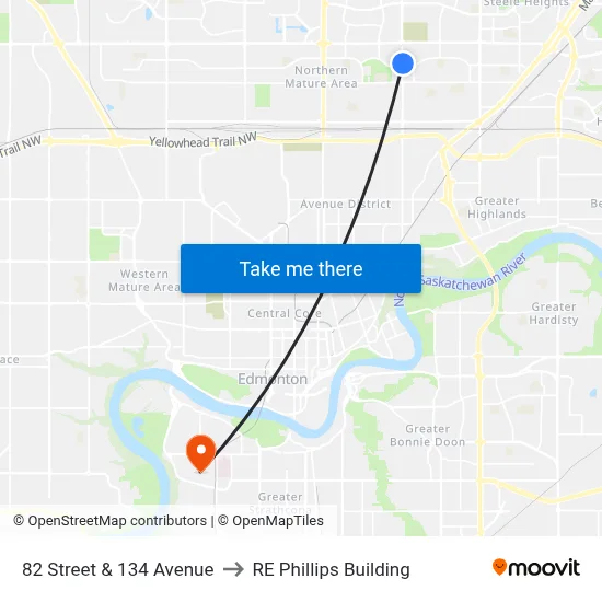 82 Street & 134 Avenue to RE Phillips Building map