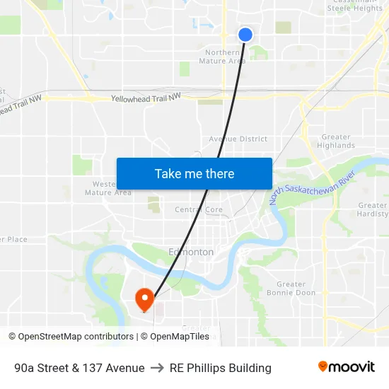 90a Street & 137 Avenue to RE Phillips Building map