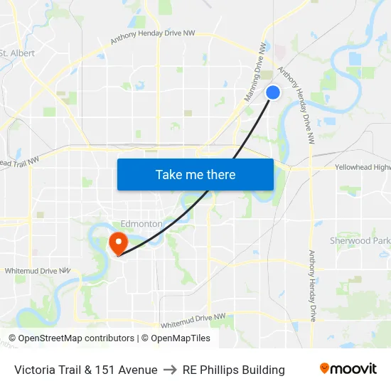 Victoria Trail & 151 Avenue to RE Phillips Building map