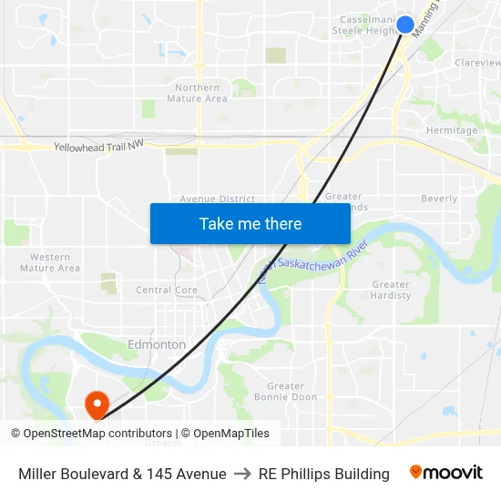 Miller Boulevard & 145 Avenue to RE Phillips Building map