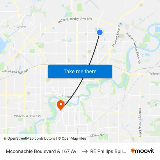 Mcconachie Boulevard & 167 Avenue to RE Phillips Building map