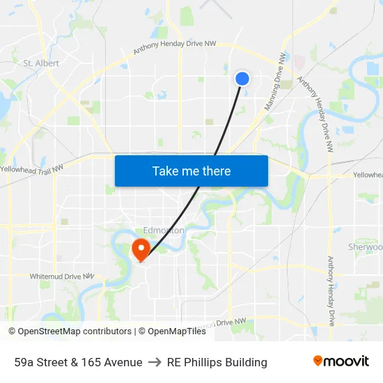 59a Street & 165 Avenue to RE Phillips Building map