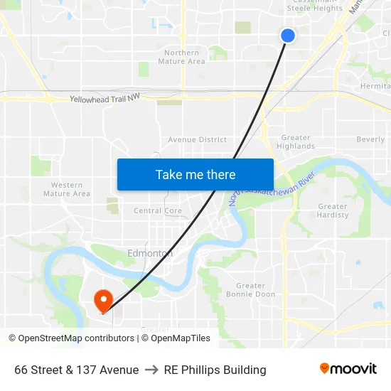 66 Street & 137 Avenue to RE Phillips Building map