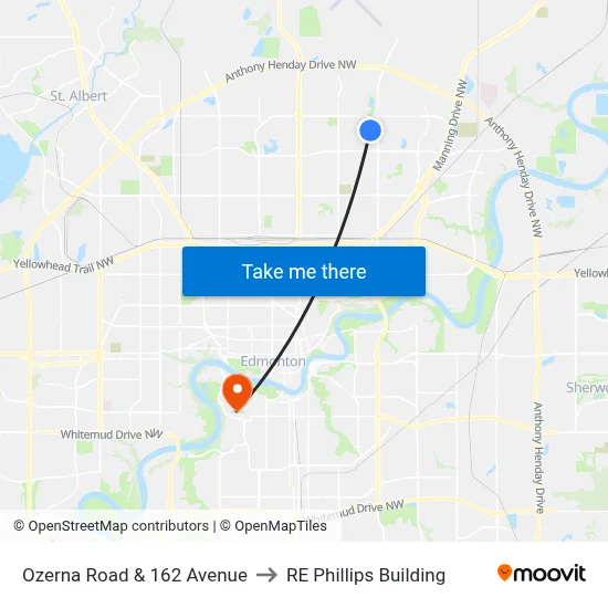 Ozerna Road & 162 Avenue to RE Phillips Building map