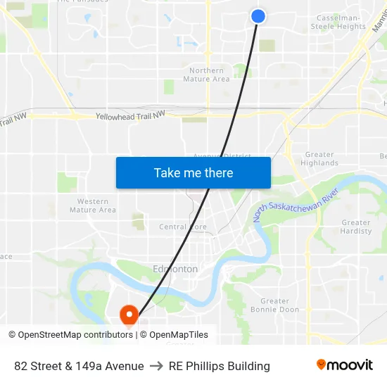 82 Street & 149a Avenue to RE Phillips Building map