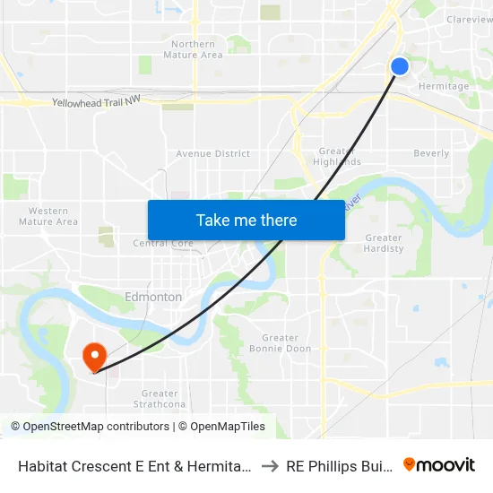 Habitat Crescent E Ent & Hermitage Road to RE Phillips Building map