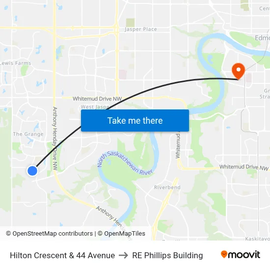 Hilton Crescent & 44 Avenue to RE Phillips Building map