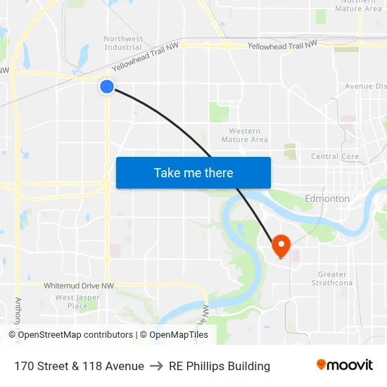170 Street & 118 Avenue to RE Phillips Building map