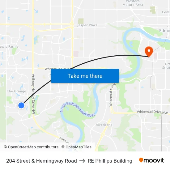 204 Street & Hemingway Road to RE Phillips Building map