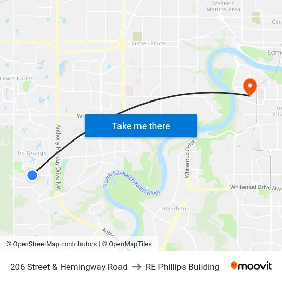 206 Street & Hemingway Road to RE Phillips Building map