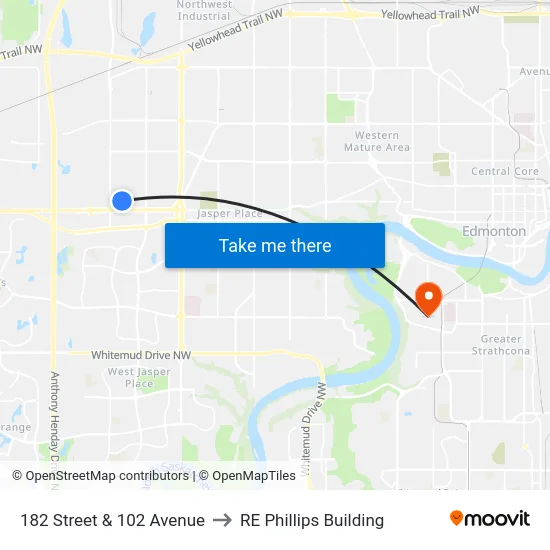 182 Street & 102 Avenue to RE Phillips Building map