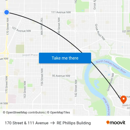 170 Street & 111 Avenue to RE Phillips Building map