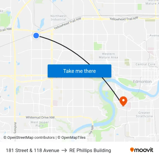 181 Street & 118 Avenue to RE Phillips Building map