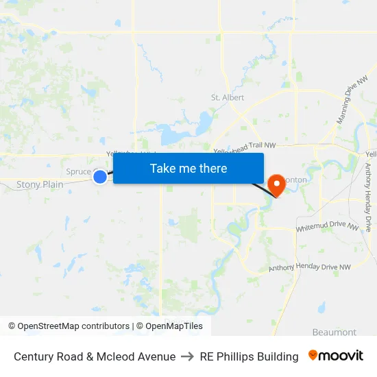 Century Road & Mcleod Avenue to RE Phillips Building map