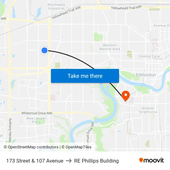 173 Street & 107 Avenue to RE Phillips Building map