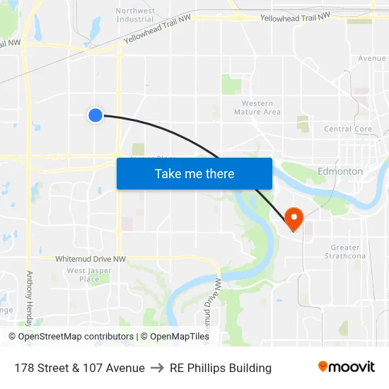 178 Street & 107 Avenue to RE Phillips Building map