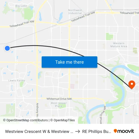 Westview Crescent W & Westview Boulevard to RE Phillips Building map