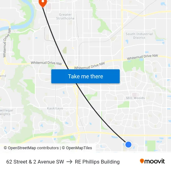 62 Street & 2 Avenue SW to RE Phillips Building map