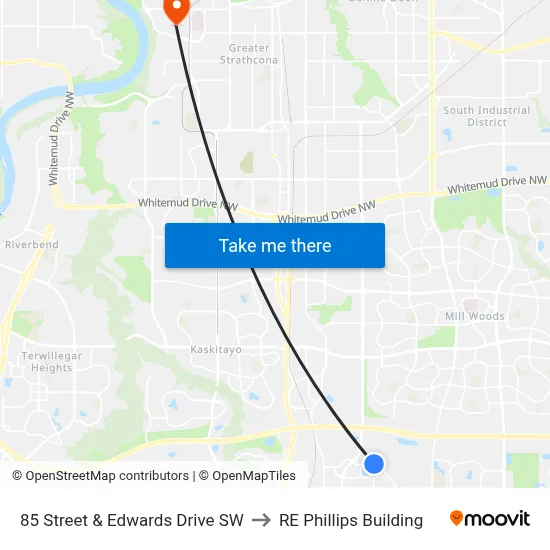 85 Street & Edwards Drive SW to RE Phillips Building map
