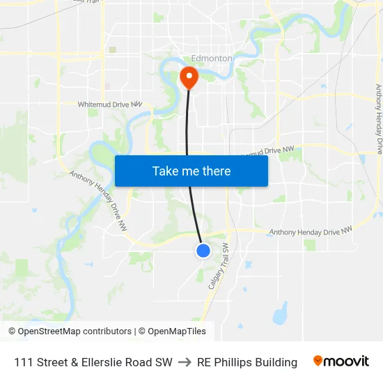111 Street & Ellerslie Road SW to RE Phillips Building map