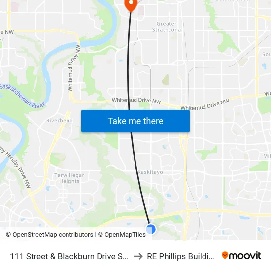 111 Street & Blackburn Drive SW to RE Phillips Building map