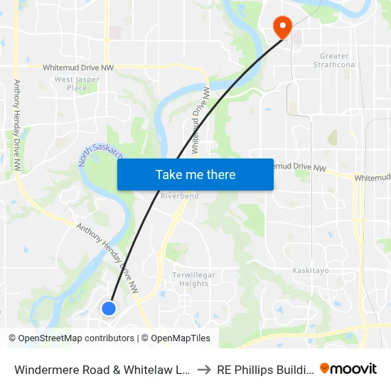 Windermere Road & Whitelaw Lane to RE Phillips Building map