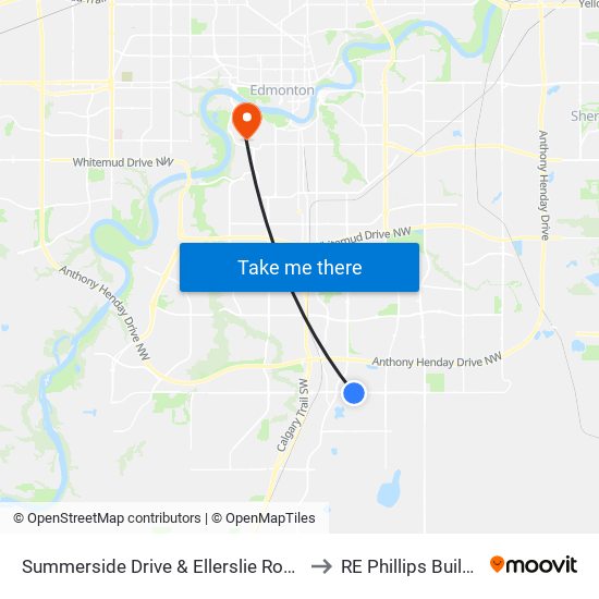 Summerside Drive & Ellerslie Road SW to RE Phillips Building map