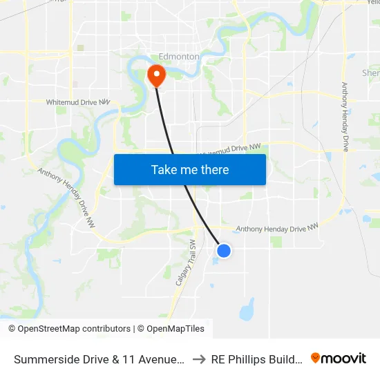 Summerside Drive & 11 Avenue SW to RE Phillips Building map