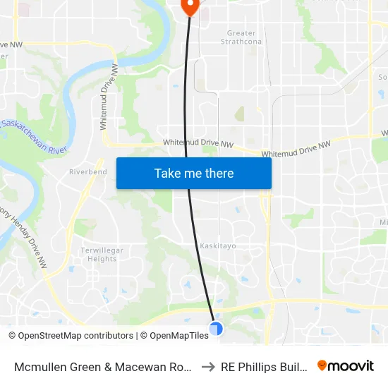 Mcmullen Green & Macewan Road SW to RE Phillips Building map