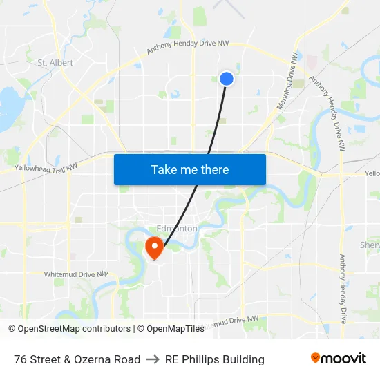 76 Street & Ozerna Road to RE Phillips Building map