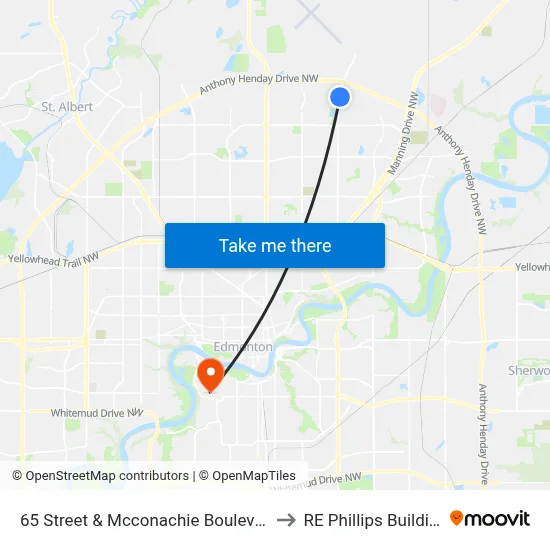 65 Street & Mcconachie Boulevard to RE Phillips Building map