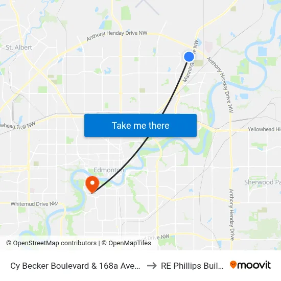 Cy Becker Boulevard & 168a Avenue Sb to RE Phillips Building map