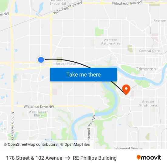 178 Street & 102 Avenue to RE Phillips Building map