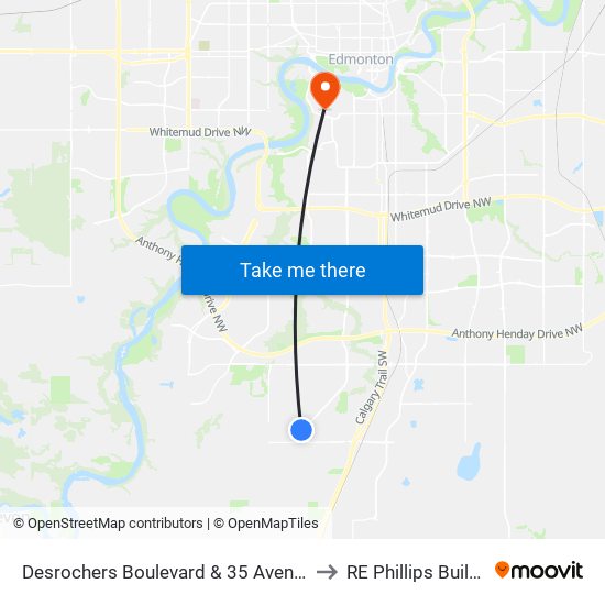 Desrochers Boulevard & 35 Avenue SW to RE Phillips Building map