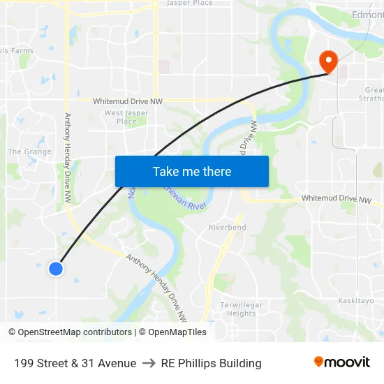 199 Street & 31 Avenue to RE Phillips Building map