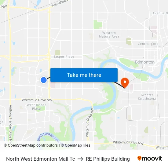 North West Edmonton Mall Tc to RE Phillips Building map