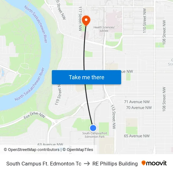 South Campus Ft. Edmonton Tc to RE Phillips Building map