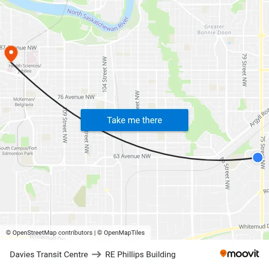 Davies Transit Centre to RE Phillips Building map