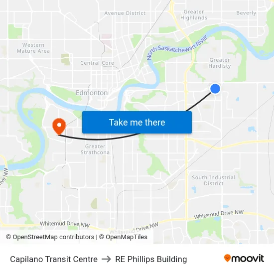 Capilano Transit Centre to RE Phillips Building map
