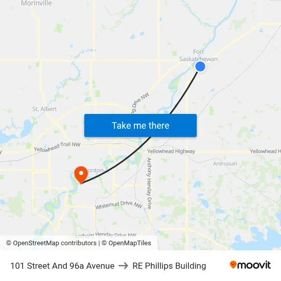 101 Street And 96a Avenue to RE Phillips Building map