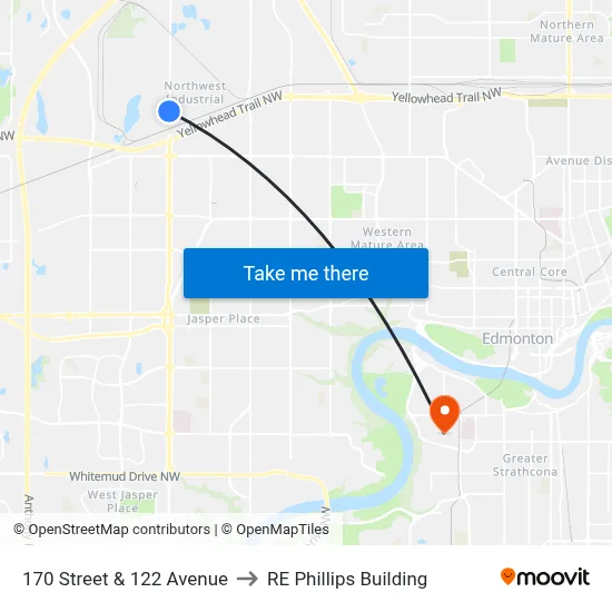 170 Street & 122 Avenue to RE Phillips Building map