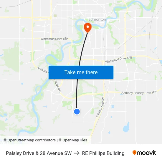 Paisley Drive & 28 Avenue SW to RE Phillips Building map