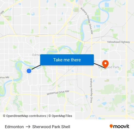 Edmonton to Sherwood Park Shell map