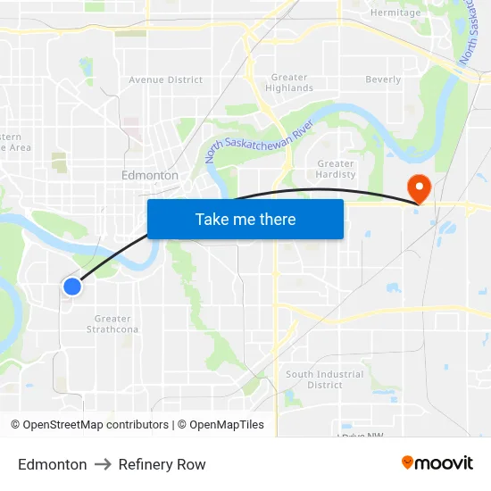 Edmonton to Refinery Row map