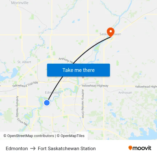 Edmonton to Fort Saskatchewan Station map